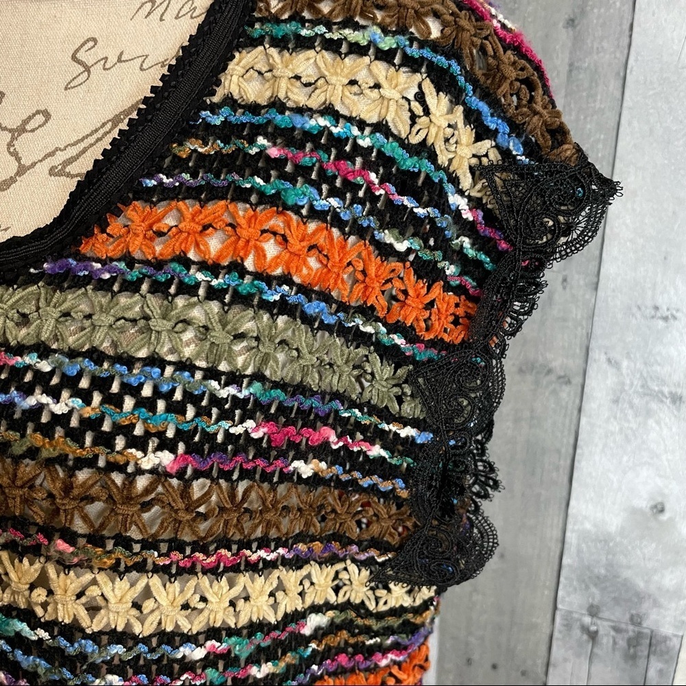 Free People New Romantics crochet Chenille Stripe Knit Top - Picture 6 of 6